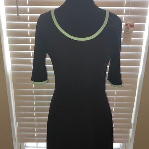 Lularoe Ana black dress with aqua trim Medium